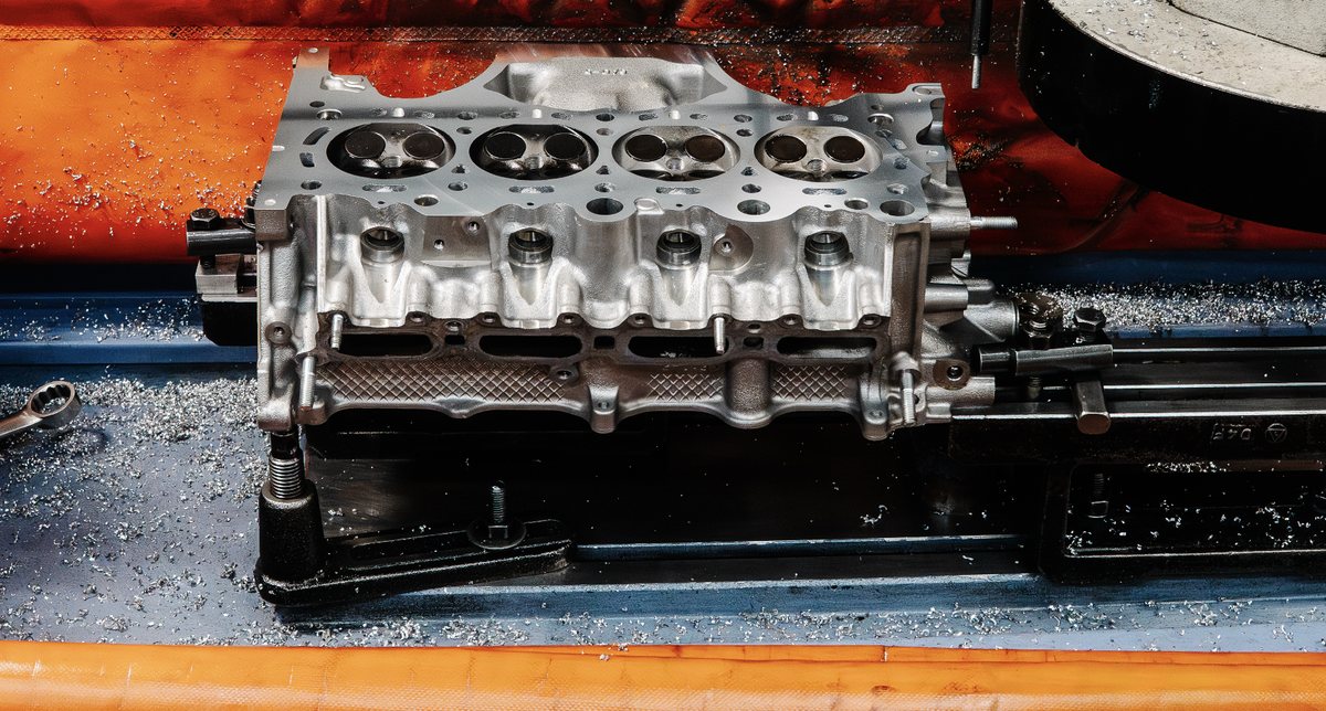 Cylinder head being machined